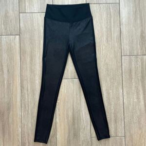 Spanx Assets Faux Leather Leggings Black High Rise Slimming Pants Size S